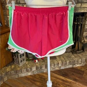 Women's Pink and Green Nike Running Shorts